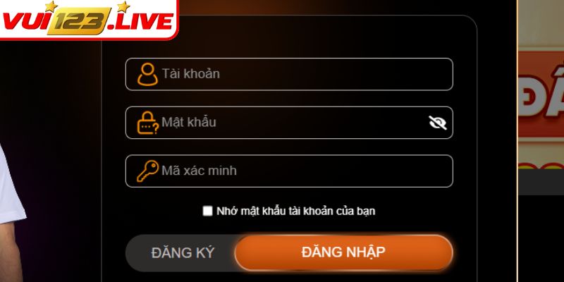 Điền các thông tin đăng nhập VUI123