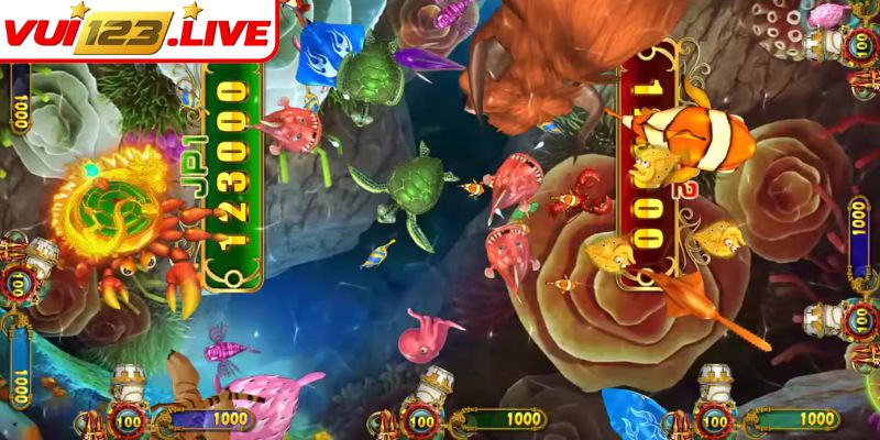Sử dụng vũ khí mạnh game bắn cá VUI123 online ăn tiền thật