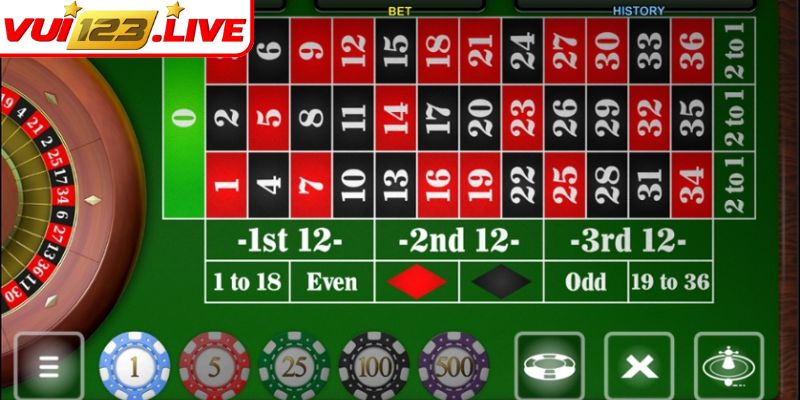 Bàn chơi và bánh xe Roulette