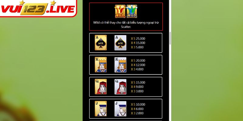 Super ACE nổ hũ VUI123 – Trải Nghiệm Slot Đổi Thưởng Hấp Dẫn 2 Luật chơi trong Super ACE